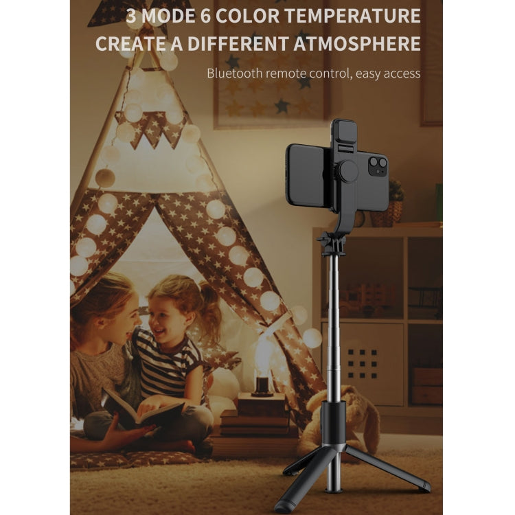 Q02S Fülllicht Bluetooth Selfie-Stick Stativ Handyhalter, Q02S (Schwarz), Q02S (Weiß)