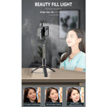 Q03S Fülllicht Bluetooth Selfie-Stick Stativ Handyhalter, Q03S (Schwarz), Q03S (Weiß)