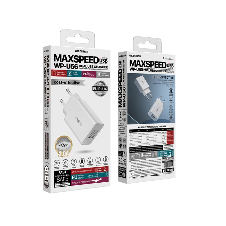 WK WP-U56 2A Dual USB Schnelllade-Reiseladegerät Netzteil, EU-Stecker