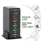 6-in-1 65W PD USB-C / Typ-C + QC 3.0 USB + 4 USB Multi-Port Reise-Ladegerät, US-Stecker, EU-Stecker, UK-Stecker, AU-Stecker