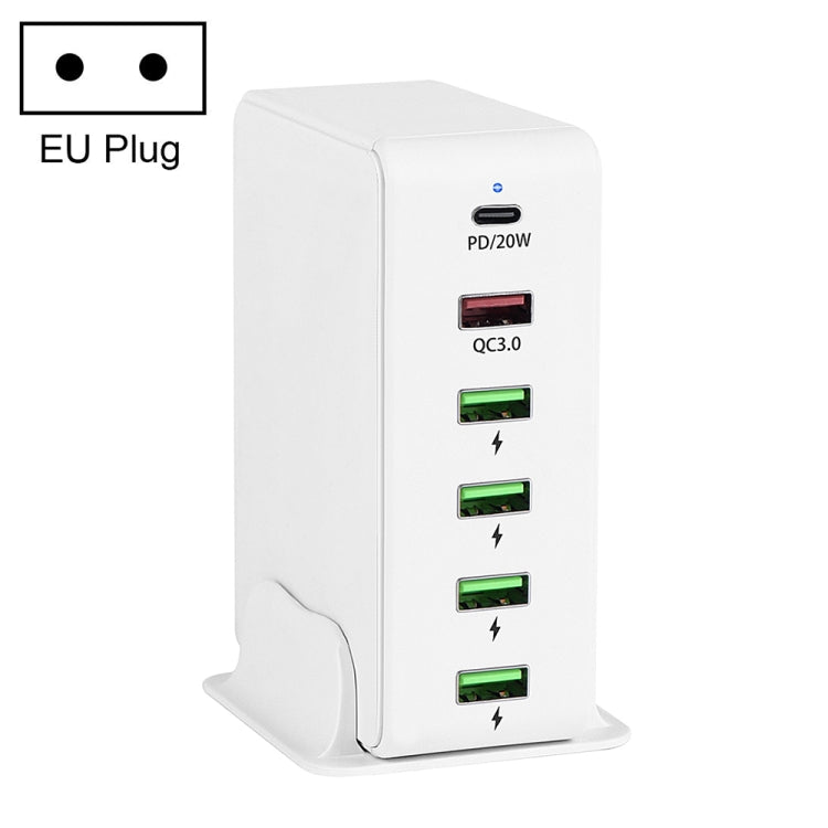 6-in-1 65W PD USB-C / Typ-C + QC 3.0 USB + 4 USB Multi-Port Reise-Ladegerät, US-Stecker, EU-Stecker, UK-Stecker, AU-Stecker