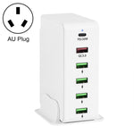 6-in-1 65W PD USB-C / Typ-C + QC 3.0 USB + 4 USB Multi-Port Reise-Ladegerät, US-Stecker, EU-Stecker, UK-Stecker, AU-Stecker