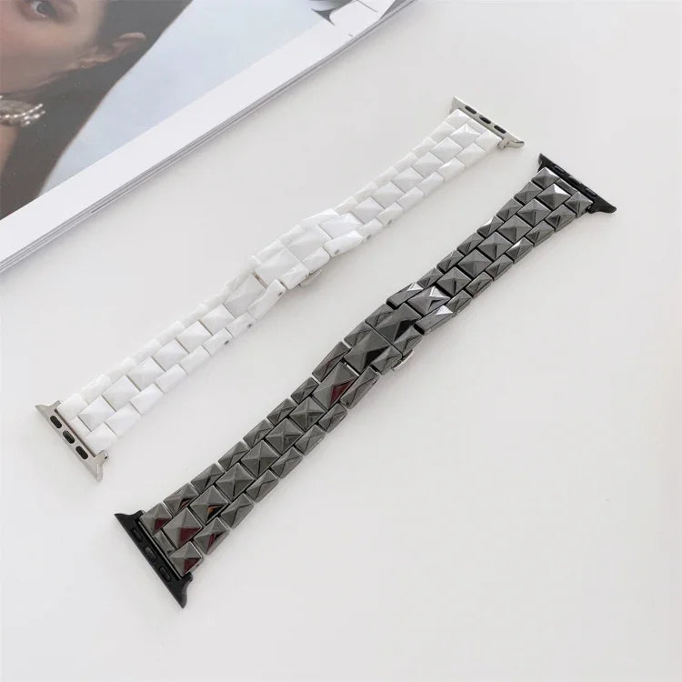 Rhombic Grid Ceramics Replacement Strap Watchband, For Apple Watch Series 7  41mm / & 6 & SE & 5 & 4 40mm, For Apple Watch Series  7  45mm / & 6 & SE & 5 & 4 44mm