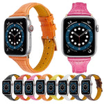 Ersatzarmband aus Leder mit Krokodilprägung, passend für Apple Watch Series 7 (41 mm), 6, SE, 5 und 4 (40 mm)