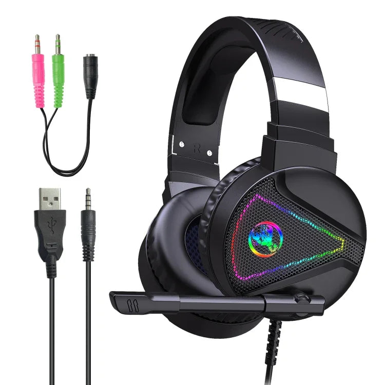 HXSJ F16 Gaming-Headset mit Mikrofon, RGB-Beleuchtung, Stereo, 3,5 mm + USB-Anschluss
