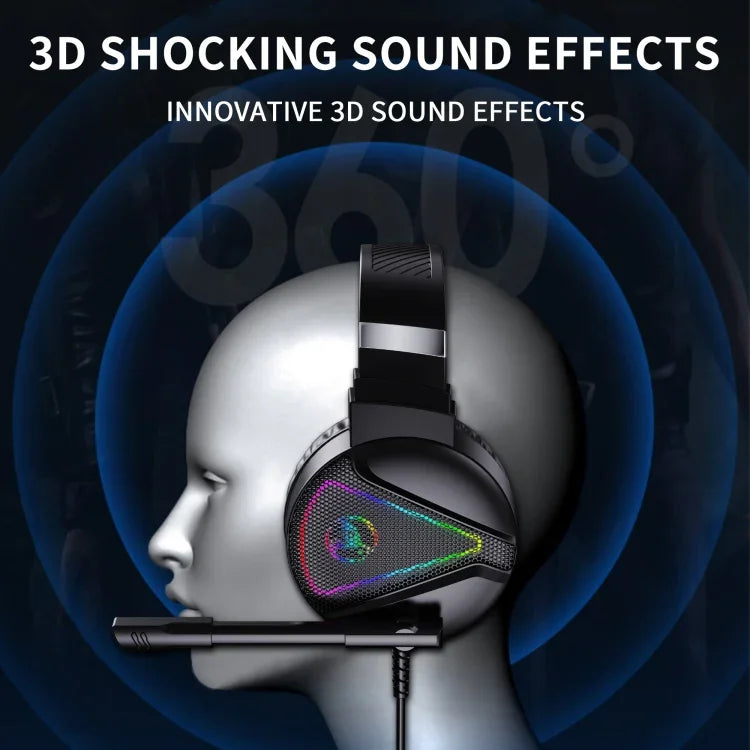 HXSJ F16 Gaming-Headset mit Mikrofon, RGB-Beleuchtung, Stereo, 3,5 mm + USB-Anschluss