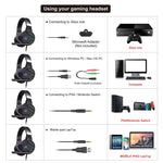 HXSJ F16 Gaming-Headset mit Mikrofon, RGB-Beleuchtung, Stereo, 3,5 mm + USB-Anschluss