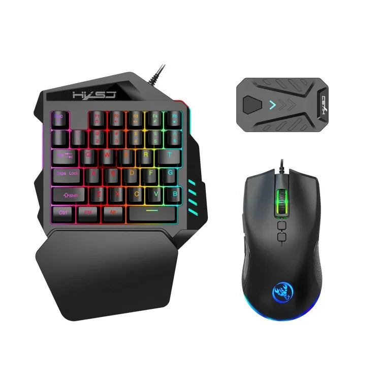 HXSJ P8+V100+J900 Tastatur-Maus-Konverter + Einhandtastatur + Programmier-Gaming-Maus-Set, P8+V100+A883