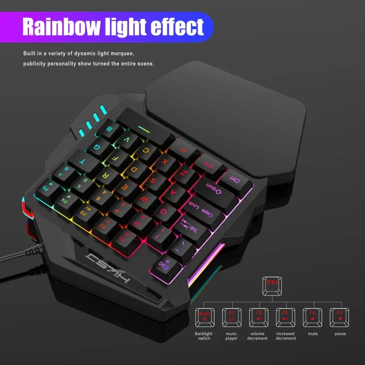 HXSJ P8+V100+J900 Tastatur-Maus-Konverter + Einhandtastatur + Programmier-Gaming-Maus-Set, P8+V100+A883