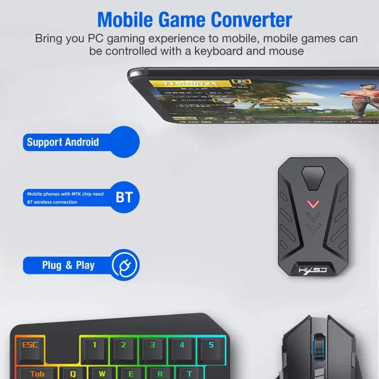 HXSJ P8+V100+J900 Tastatur-Maus-Konverter + Einhandtastatur + Programmier-Gaming-Maus-Set, P8+V100+A883