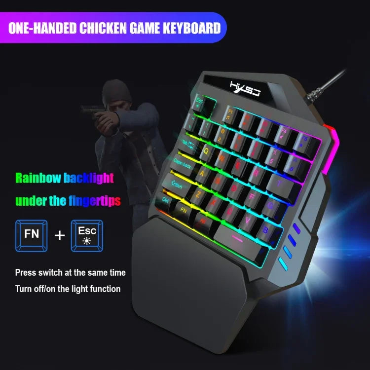 HXSJ V100+A883+P8 Einhand-Tastatur + Programmier-Gaming-Maus + Tastatur-Maus-Konverter-Set, V100+J900+P8