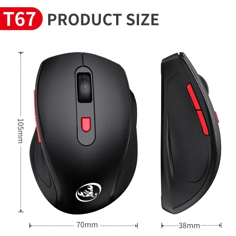 HXSJ T67 2.4G Bluetooth 3.0/5.0 Dual Mode Kabellose Maus, T67 2.4G