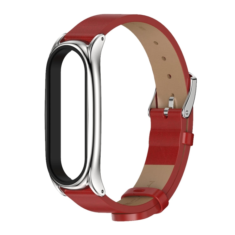 For Xiaomi Mi Band 6 / 5 Mijobs Metal Case Crazy Horse Texture PU Microfiber Plus Watch Band
