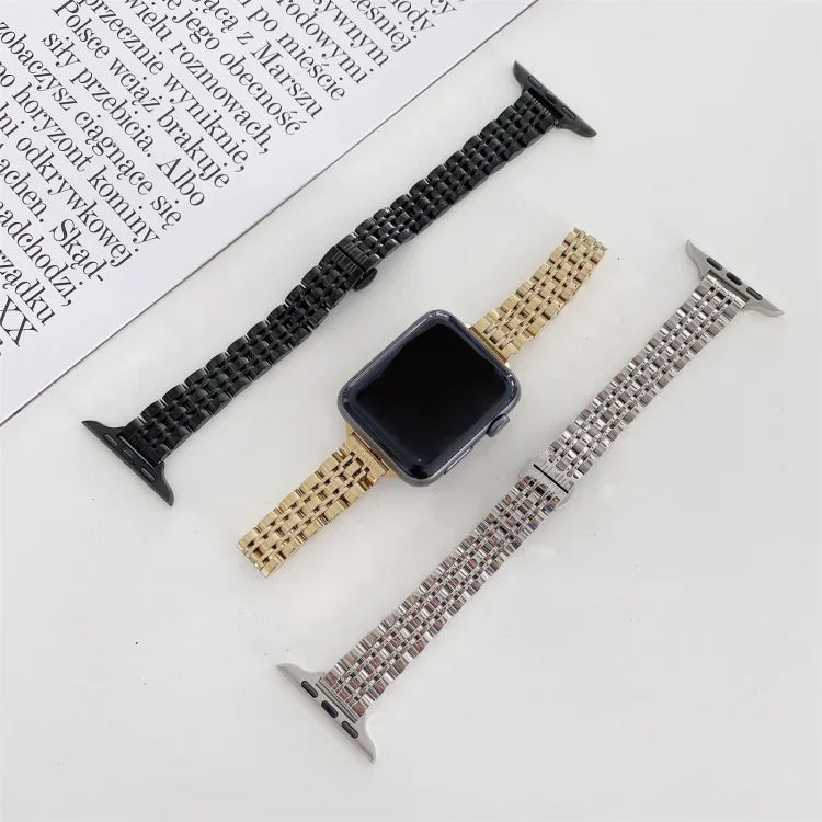 Edelstahl-Ersatzarmband mit sieben Perlen, passend für Apple Watch Series 7 (41 mm), Series 6, SE, Series 5 und Series 4 (40 mm) sowie Series 7 (45 mm), Series 6, SE, Series 5 und Series 4 (44 mm).