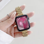 Edelstahl-Ersatzarmband mit sieben Perlen, passend für Apple Watch Series 7 (41 mm), Series 6, SE, Series 5 und Series 4 (40 mm) sowie Series 7 (45 mm), Series 6, SE, Series 5 und Series 4 (44 mm).