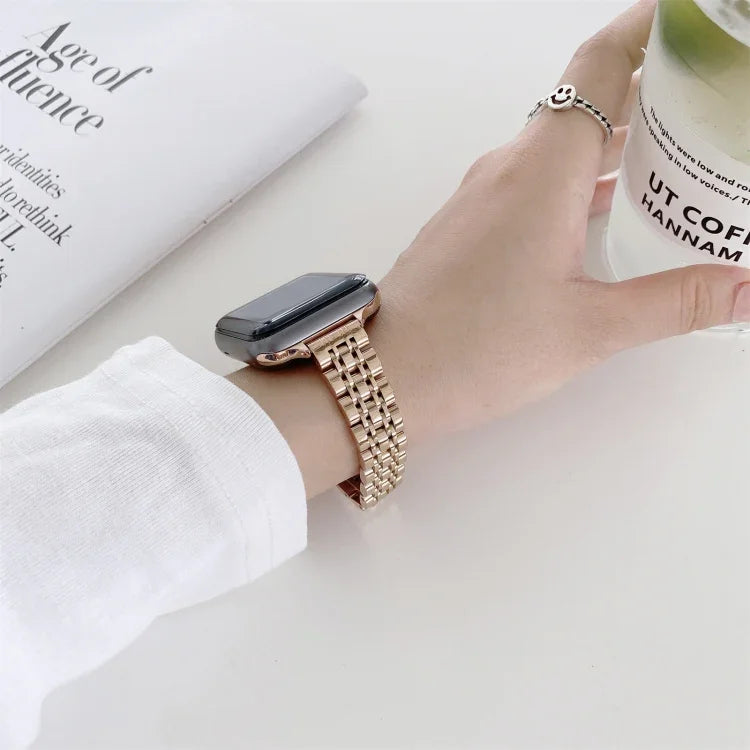 Edelstahl-Ersatzarmband mit sieben Perlen, passend für Apple Watch Series 7 (41 mm), Series 6, SE, Series 5 und Series 4 (40 mm) sowie Series 7 (45 mm), Series 6, SE, Series 5 und Series 4 (44 mm).