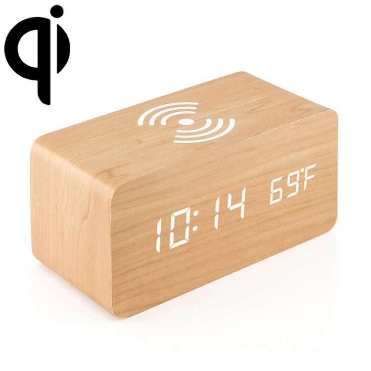KD8801 5W Holz-Kreativ-Wireless-Ladegerät, LED-Spiegel, Digitalanzeige, Wecker, regulärer Stil