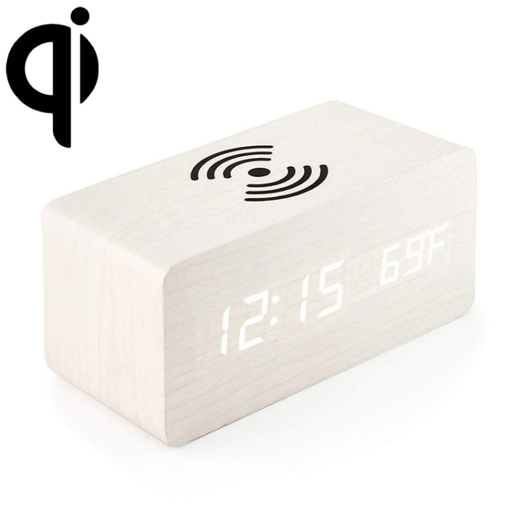 KD8801 5W Holz-Kreativ-Wireless-Ladegerät, LED-Spiegel, Digitalanzeige, Wecker, regulärer Stil