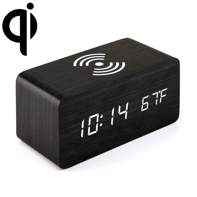 KD8801 5W Holz-Kreativ-Wireless-Ladegerät, LED-Spiegel, Digitalanzeige, Wecker, regulärer Stil