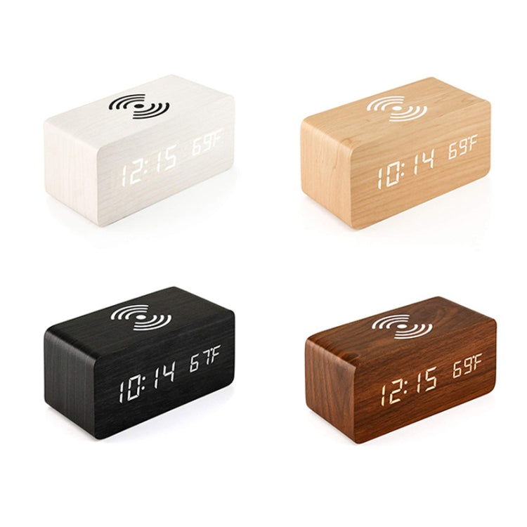 KD8801 5W Holz-Kreativ-Wireless-Ladegerät, LED-Spiegel, Digitalanzeige, Wecker, regulärer Stil