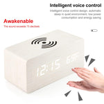 KD8801 5W Holz-Kreativ-Wireless-Ladegerät, LED-Spiegel, Digitalanzeige, Wecker, regulärer Stil
