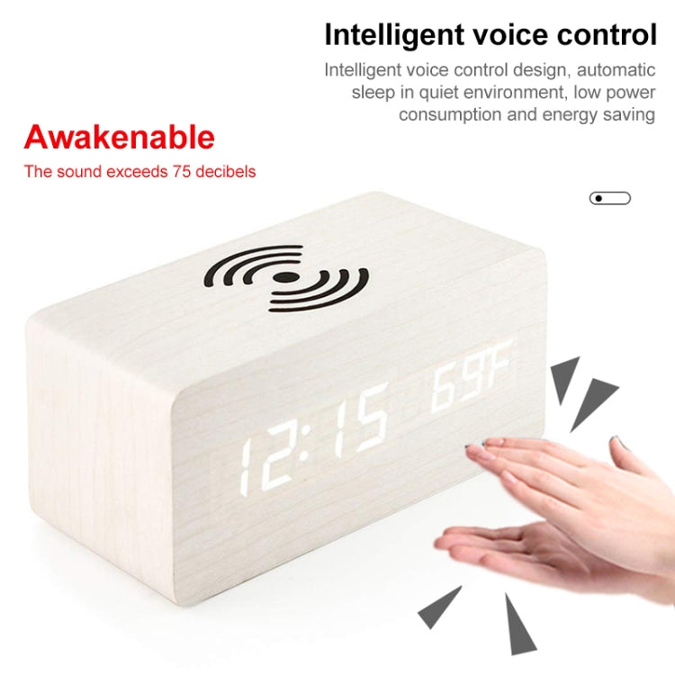 KD8801 5W Holz-Kreativ-Wireless-Ladegerät, LED-Spiegel, Digitalanzeige, Wecker, regulärer Stil