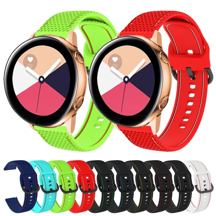 Zweifarbiges Silikon-Ersatzarmband mit Ziernähten für Samsung Galaxy Watch Active 2, 20 mm