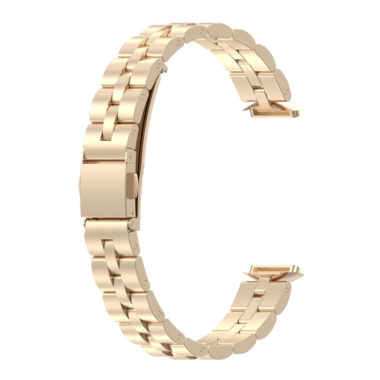 For Fitbit Luxe Special Edition Three-beads Stainless Steel Flat Buckle Replacement Strap Watchband