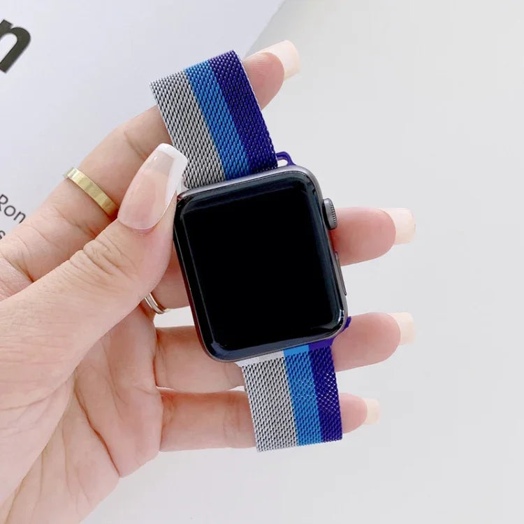 Four-colors Milanese Replacement Strap Watchband, For Apple Watch Series 7  41mm / & 6 & SE & 5 & 4 40mm, For Apple Watch Series  7  45mm / & 6 & SE & 5 & 4 44mm