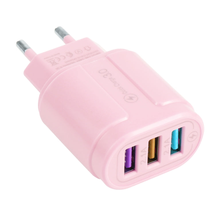 13-222 QC3.0 USB + 2.1A Dual-USB-Anschlüsse Macarons Reise-Ladegerät, EU Stecker, US Stecker