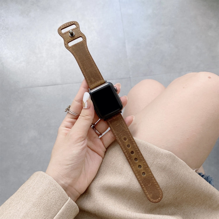 Retro-Lederarmband mit 8-förmiger Dornschließe für Apple Watch Series 7 (41 mm), 6, SE, 5, 4 (40 mm), 3, 2, 1 (38 mm) und 7 (45 mm), 6, SE, 5, 4 (44 mm) sowie 3, 2, 1 (42 mm).