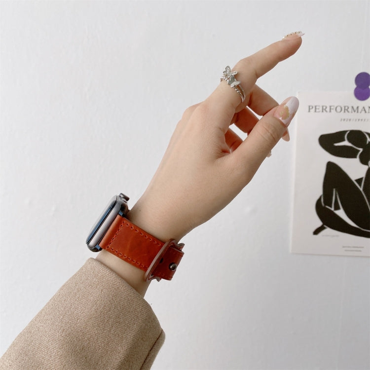 Retro-Lederarmband mit 8-förmiger Dornschließe für Apple Watch Series 7 (41 mm), 6, SE, 5, 4 (40 mm), 3, 2, 1 (38 mm) und 7 (45 mm), 6, SE, 5, 4 (44 mm) sowie 3, 2, 1 (42 mm).