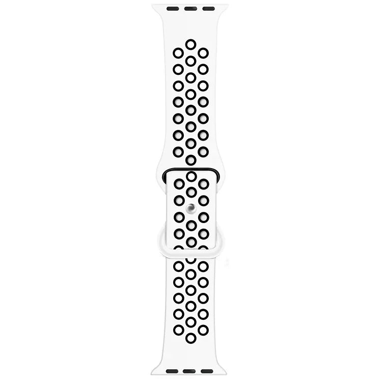 Zweifarbiges Armband aus Flüssigsilikon mit Schmetterlingsverschluss für Apple Watch Series 7 (41 mm), 6, SE, 5, 4 (40 mm), 3, 2, 1 (38 mm) und 7 (45 mm), 6, SE, 5, 4 (44 mm) sowie 3, 2, 1 (42 mm).