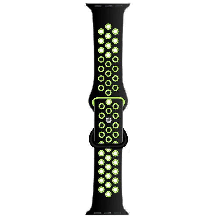 Zweifarbiges Armband aus Flüssigsilikon mit Schmetterlingsverschluss für Apple Watch Series 7 (41 mm), 6, SE, 5, 4 (40 mm), 3, 2, 1 (38 mm) und 7 (45 mm), 6, SE, 5, 4 (44 mm) sowie 3, 2, 1 (42 mm).