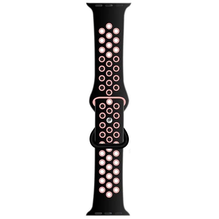 Zweifarbiges Armband aus Flüssigsilikon mit Schmetterlingsverschluss für Apple Watch Series 7 (41 mm), 6, SE, 5, 4 (40 mm), 3, 2, 1 (38 mm) und 7 (45 mm), 6, SE, 5, 4 (44 mm) sowie 3, 2, 1 (42 mm).