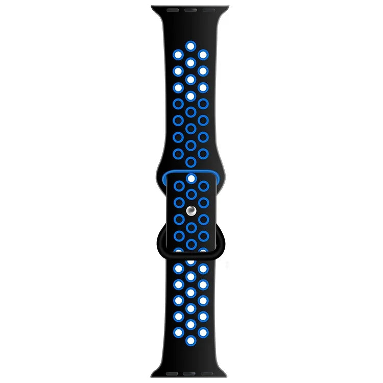 Zweifarbiges Armband aus Flüssigsilikon mit Schmetterlingsverschluss für Apple Watch Series 7 (41 mm), 6, SE, 5, 4 (40 mm), 3, 2, 1 (38 mm) und 7 (45 mm), 6, SE, 5, 4 (44 mm) sowie 3, 2, 1 (42 mm).