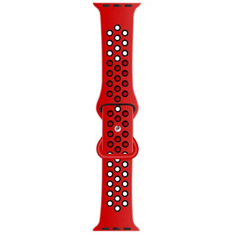 Zweifarbiges Armband aus Flüssigsilikon mit Schmetterlingsverschluss für Apple Watch Series 7 (41 mm), 6, SE, 5, 4 (40 mm), 3, 2, 1 (38 mm) und 7 (45 mm), 6, SE, 5, 4 (44 mm) sowie 3, 2, 1 (42 mm).