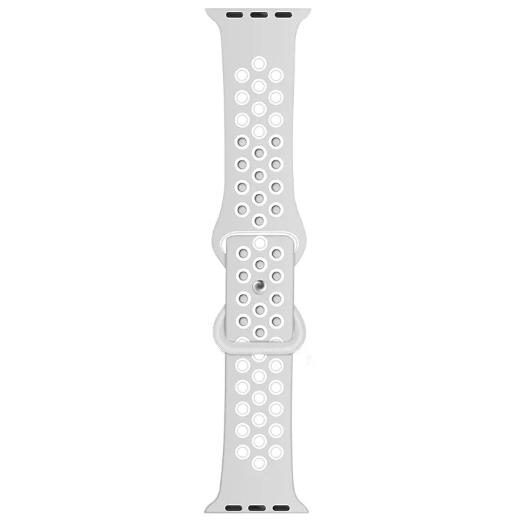 Zweifarbiges Armband aus Flüssigsilikon mit Schmetterlingsverschluss für Apple Watch Series 7 (41 mm), 6, SE, 5, 4 (40 mm), 3, 2, 1 (38 mm) und 7 (45 mm), 6, SE, 5, 4 (44 mm) sowie 3, 2, 1 (42 mm).