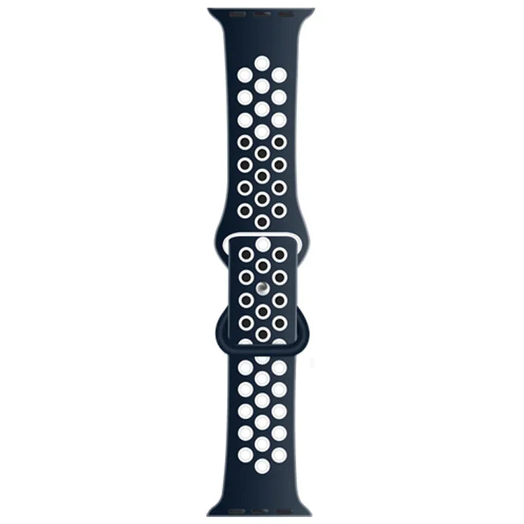 Zweifarbiges Armband aus Flüssigsilikon mit Schmetterlingsverschluss für Apple Watch Series 7 (41 mm), 6, SE, 5, 4 (40 mm), 3, 2, 1 (38 mm) und 7 (45 mm), 6, SE, 5, 4 (44 mm) sowie 3, 2, 1 (42 mm).