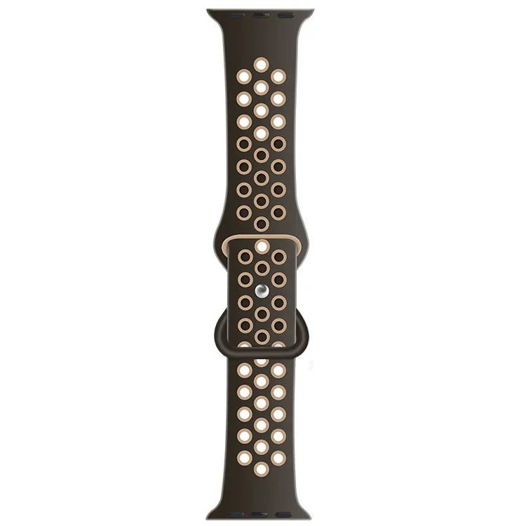 Zweifarbiges Armband aus Flüssigsilikon mit Schmetterlingsverschluss für Apple Watch Series 7 (41 mm), 6, SE, 5, 4 (40 mm), 3, 2, 1 (38 mm) und 7 (45 mm), 6, SE, 5, 4 (44 mm) sowie 3, 2, 1 (42 mm).