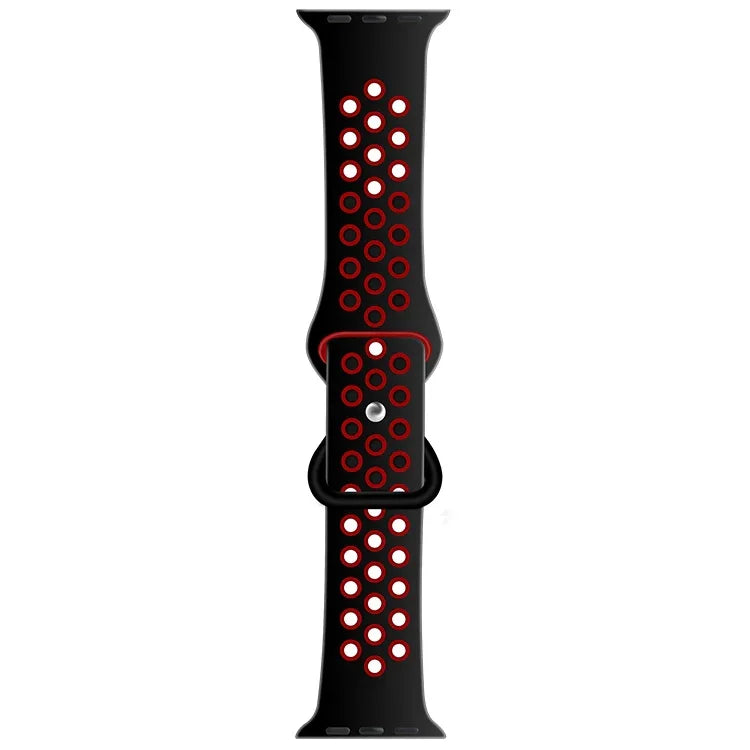 Zweifarbiges Armband aus Flüssigsilikon mit Schmetterlingsverschluss für Apple Watch Series 7 (41 mm), 6, SE, 5, 4 (40 mm), 3, 2, 1 (38 mm) und 7 (45 mm), 6, SE, 5, 4 (44 mm) sowie 3, 2, 1 (42 mm).