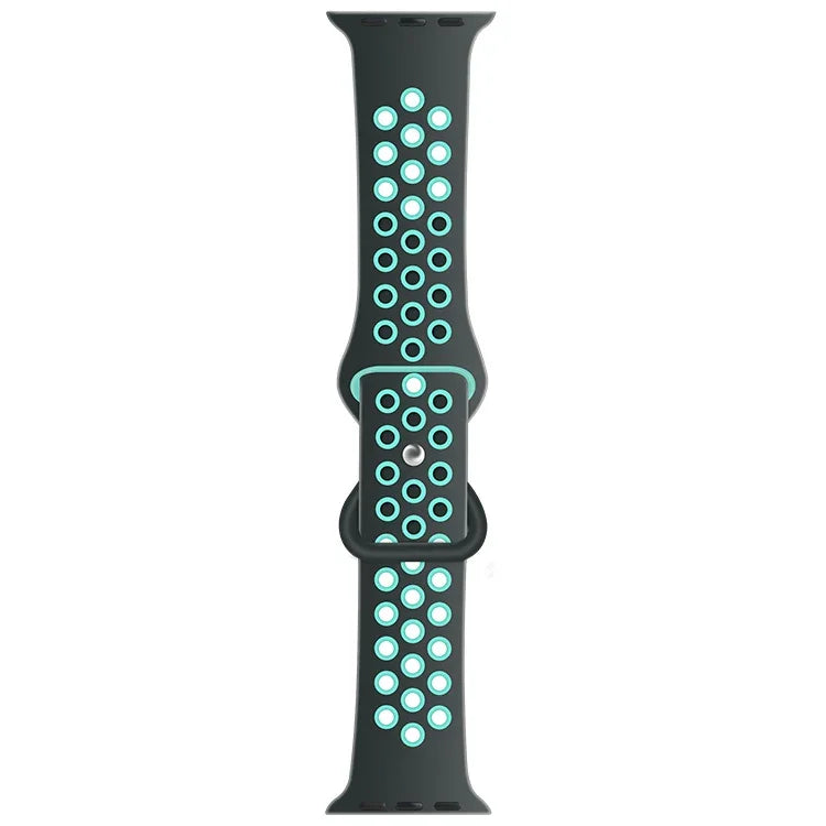 Zweifarbiges Armband aus Flüssigsilikon mit Schmetterlingsverschluss für Apple Watch Series 7 (41 mm), 6, SE, 5, 4 (40 mm), 3, 2, 1 (38 mm) und 7 (45 mm), 6, SE, 5, 4 (44 mm) sowie 3, 2, 1 (42 mm).