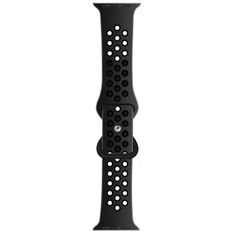 Zweifarbiges Armband aus Flüssigsilikon mit Schmetterlingsverschluss für Apple Watch Series 7 (41 mm), 6, SE, 5, 4 (40 mm), 3, 2, 1 (38 mm) und 7 (45 mm), 6, SE, 5, 4 (44 mm) sowie 3, 2, 1 (42 mm).