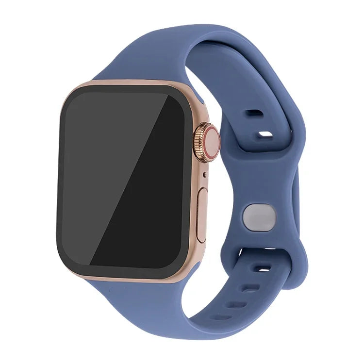 Schlankes Silikon-Ersatzarmband mit 8 Schnallen für Apple Watch Series 7 (41 mm), 6, SE, 5 und 4 (40 mm) sowie für Apple Watch Series 7 (45 mm), 6, SE, 5 und 4 (44 mm).
