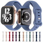 Schlankes Silikon-Ersatzarmband mit 8 Schnallen für Apple Watch Series 7 (41 mm), 6, SE, 5 und 4 (40 mm) sowie für Apple Watch Series 7 (45 mm), 6, SE, 5 und 4 (44 mm).