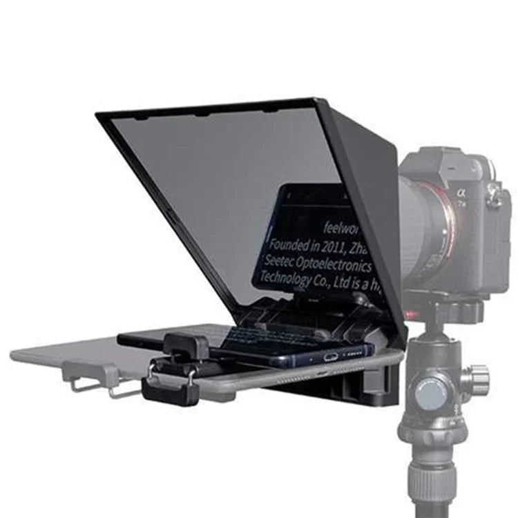 FEELWORLD TP2 Tragbarer Teleprompter mit Bluetooth-Fernbedienung und Objektivadapterring für Spiegelreflexkameras, TP2