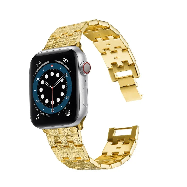 Woven Texture Stainless Steel Replacement Watchband For Apple Watch Series, 7 41mm / 6 & SE & 5 & 4 40mm / 3 & 2 & 1 38mm, 7 45mm / 6 & SE & 5 & 4 44mm / 3 & 2 & 1 42mm