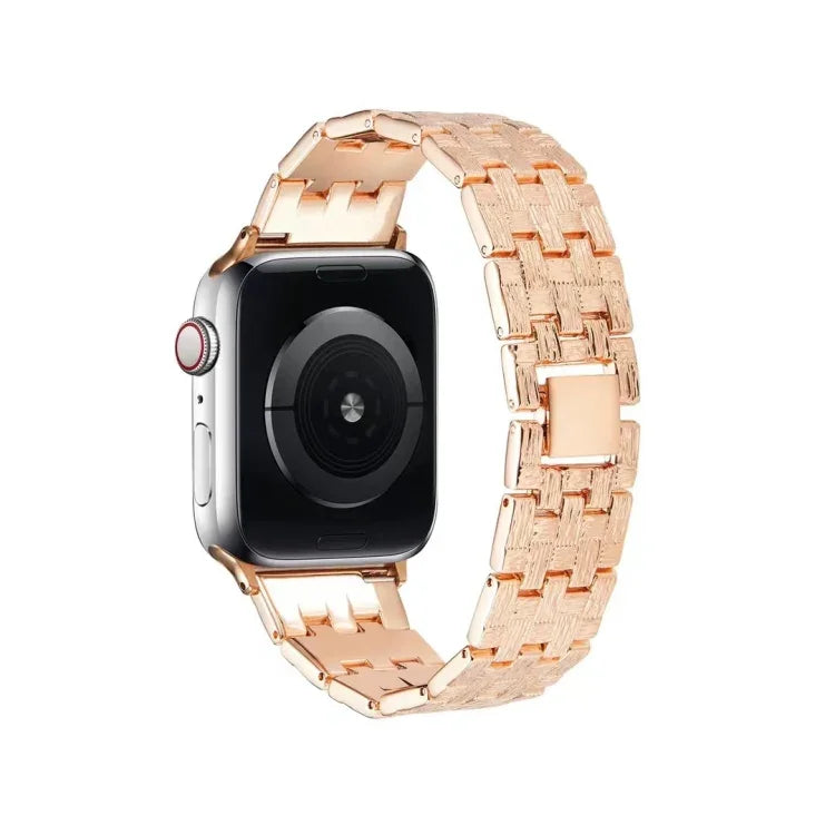 Woven Texture Stainless Steel Replacement Watchband For Apple Watch Series, 7 41mm / 6 & SE & 5 & 4 40mm / 3 & 2 & 1 38mm, 7 45mm / 6 & SE & 5 & 4 44mm / 3 & 2 & 1 42mm