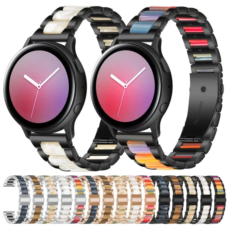 Dreifach-Perlenarmband aus Stahl und Harz, Ersatzarmband für Samsung Smartwatches (20 mm und 22 mm)