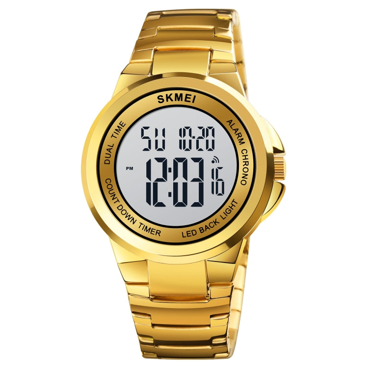 SKMEI 1712 Dual Time LED Digitalanzeige Leuchtende Edelstahlarmband Elektronische Uhr